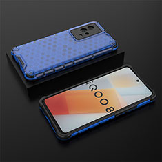 Silicone Transparent Frame Case Cover 360 Degrees M02 for Vivo iQOO 8 5G Blue