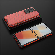 Silicone Transparent Frame Case Cover 360 Degrees M02 for Vivo iQOO 8 5G Red
