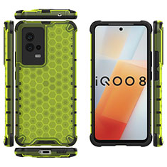 Silicone Transparent Frame Case Cover 360 Degrees M03 for Vivo iQOO 8 5G Green