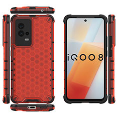 Silicone Transparent Frame Case Cover 360 Degrees M03 for Vivo iQOO 8 5G Red