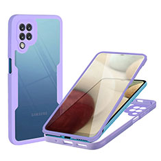 Silicone Transparent Frame Case Cover 360 Degrees MJ1 for Samsung Galaxy A12 Nacho Purple