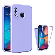 Silicone Transparent Frame Case Cover 360 Degrees MJ1 for Samsung Galaxy A20 Clove Purple