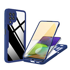 Silicone Transparent Frame Case Cover 360 Degrees MJ1 for Samsung Galaxy A22 4G Blue
