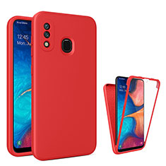 Silicone Transparent Frame Case Cover 360 Degrees MJ1 for Samsung Galaxy A30 Red