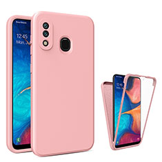 Silicone Transparent Frame Case Cover 360 Degrees MJ1 for Samsung Galaxy A30 Rose Gold