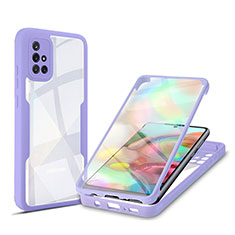 Silicone Transparent Frame Case Cover 360 Degrees MJ1 for Samsung Galaxy A71 4G A715 Purple