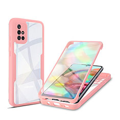 Silicone Transparent Frame Case Cover 360 Degrees MJ1 for Samsung Galaxy A71 4G A715 Rose Gold