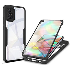 Silicone Transparent Frame Case Cover 360 Degrees MJ1 for Samsung Galaxy A71 5G Black