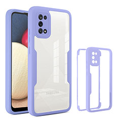 Silicone Transparent Frame Case Cover 360 Degrees MJ1 for Samsung Galaxy F02S SM-E025F Purple