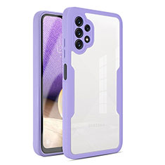 Silicone Transparent Frame Case Cover 360 Degrees MJ1 for Samsung Galaxy M32 5G Purple