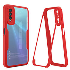 Silicone Transparent Frame Case Cover 360 Degrees MJ1 for Vivo Y12s Red