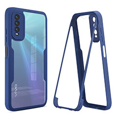 Silicone Transparent Frame Case Cover 360 Degrees MJ1 for Vivo Y20s Blue
