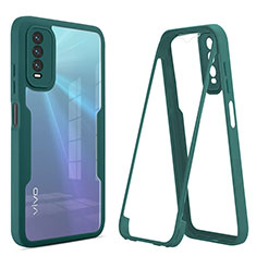 Silicone Transparent Frame Case Cover 360 Degrees MJ1 for Vivo Y30 Green