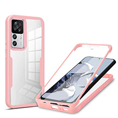 Silicone Transparent Frame Case Cover 360 Degrees MJ1 for Xiaomi Mi 12T 5G Rose Gold