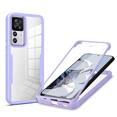 Silicone Transparent Frame Case Cover 360 Degrees MJ1 for Xiaomi Mi 12T Pro 5G Purple