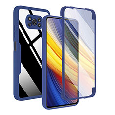 Silicone Transparent Frame Case Cover 360 Degrees MJ1 for Xiaomi Poco X3 Blue