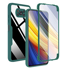 Silicone Transparent Frame Case Cover 360 Degrees MJ1 for Xiaomi Poco X3 NFC Green