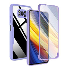 Silicone Transparent Frame Case Cover 360 Degrees MJ1 for Xiaomi Poco X3 Purple
