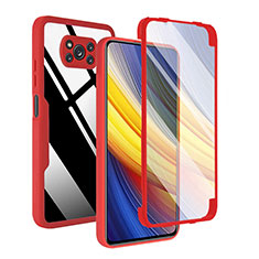 Silicone Transparent Frame Case Cover 360 Degrees MJ1 for Xiaomi Poco X3 Red