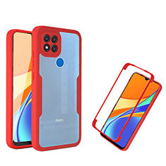 Silicone Transparent Frame Case Cover 360 Degrees MJ1 for Xiaomi Redmi 9 India Red