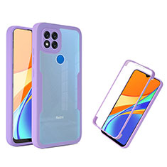 Silicone Transparent Frame Case Cover 360 Degrees MJ1 for Xiaomi Redmi 9C NFC Purple