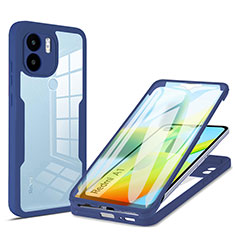 Silicone Transparent Frame Case Cover 360 Degrees MJ1 for Xiaomi Redmi A1 Blue