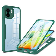 Silicone Transparent Frame Case Cover 360 Degrees MJ1 for Xiaomi Redmi A1 Green