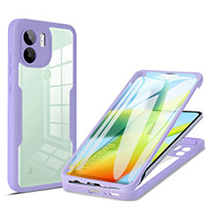 Silicone Transparent Frame Case Cover 360 Degrees MJ1 for Xiaomi Redmi A1 Plus Purple