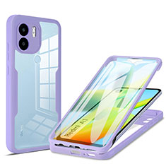 Silicone Transparent Frame Case Cover 360 Degrees MJ1 for Xiaomi Redmi A1 Purple