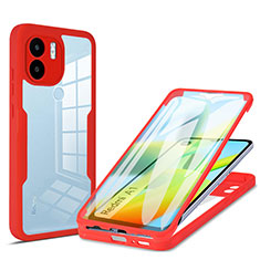 Silicone Transparent Frame Case Cover 360 Degrees MJ1 for Xiaomi Redmi A1 Red