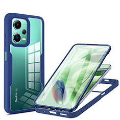 Silicone Transparent Frame Case Cover 360 Degrees MJ1 for Xiaomi Redmi Note 12 5G Blue