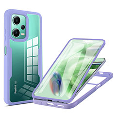 Silicone Transparent Frame Case Cover 360 Degrees MJ1 for Xiaomi Redmi Note 12 5G Purple