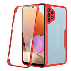 Silicone Transparent Frame Case Cover 360 Degrees MJ2 for Samsung Galaxy M32 5G Red