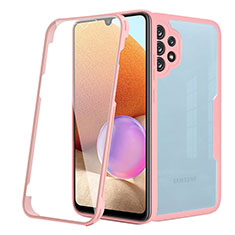 Silicone Transparent Frame Case Cover 360 Degrees MJ2 for Samsung Galaxy M32 5G Rose Gold