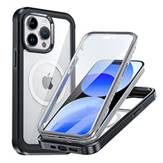 Silicone Transparent Frame Case Cover 360 Degrees with Mag-Safe Magnetic AC1 for Apple iPhone 14 Pro Black