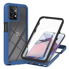 Silicone Transparent Frame Case Cover 360 Degrees YB1 for Motorola Moto G Stylus (2023) 4G Blue