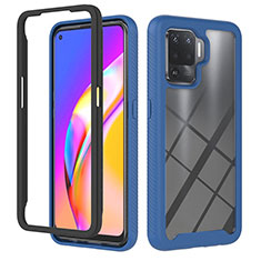 Silicone Transparent Frame Case Cover 360 Degrees YB1 for Oppo F19 Pro Blue