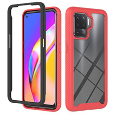 Silicone Transparent Frame Case Cover 360 Degrees YB1 for Oppo F19 Pro Red