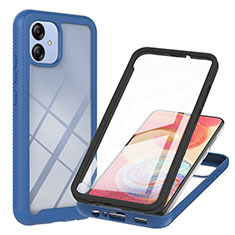 Silicone Transparent Frame Case Cover 360 Degrees YB1 for Samsung Galaxy A04E Blue