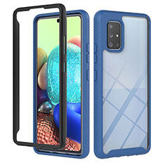 Silicone Transparent Frame Case Cover 360 Degrees YB1 for Samsung Galaxy A71 5G Blue