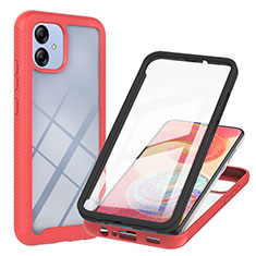 Silicone Transparent Frame Case Cover 360 Degrees YB1 for Samsung Galaxy M04 Red