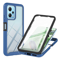 Silicone Transparent Frame Case Cover 360 Degrees YB1 for Xiaomi Redmi Note 12 5G Blue