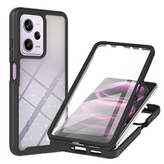 Silicone Transparent Frame Case Cover 360 Degrees YB1 for Xiaomi Redmi Note 12 Pro 5G Black