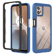 Silicone Transparent Frame Case Cover 360 Degrees YB2 for Motorola Moto G32 Blue