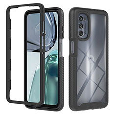 Silicone Transparent Frame Case Cover 360 Degrees YB2 for Motorola Moto G62 5G Black