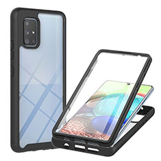 Silicone Transparent Frame Case Cover 360 Degrees YB2 for Samsung Galaxy A71 5G Black