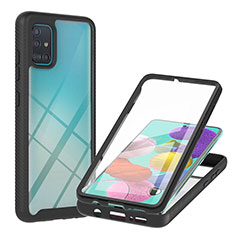 Silicone Transparent Frame Case Cover 360 Degrees YB2 for Samsung Galaxy M40S Black