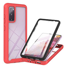Silicone Transparent Frame Case Cover 360 Degrees YB2 for Samsung Galaxy S20 FE 4G Red