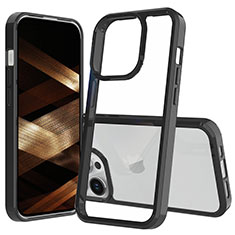 Silicone Transparent Frame Case Cover 360 Degrees ZJ1 for Apple iPhone 14 Pro Max Black