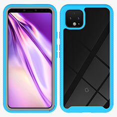 Silicone Transparent Frame Case Cover 360 Degrees ZJ1 for Google Pixel 4 XL Sky Blue